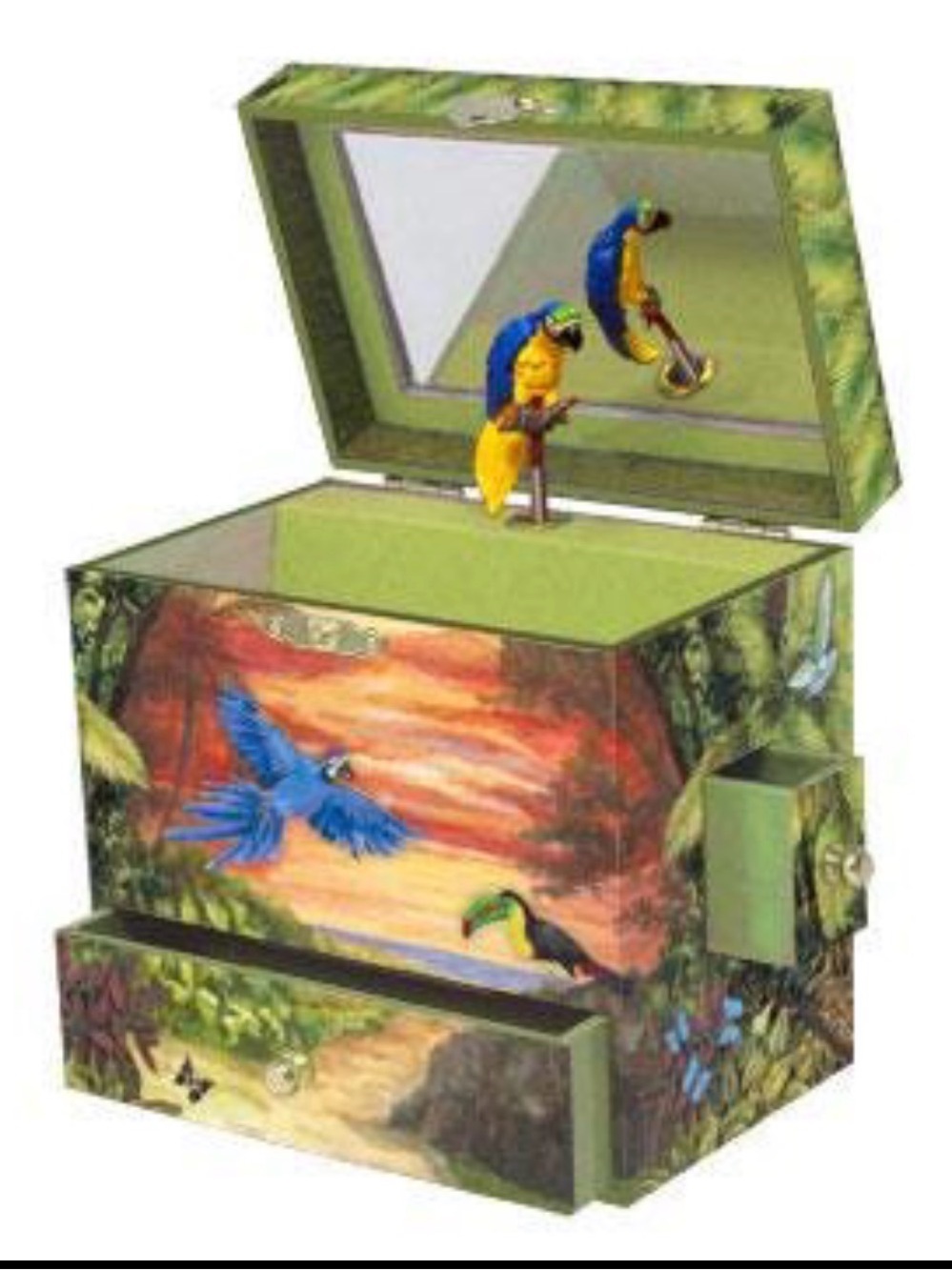 Fanciful Feathers Parrot Musical Jewelry Box